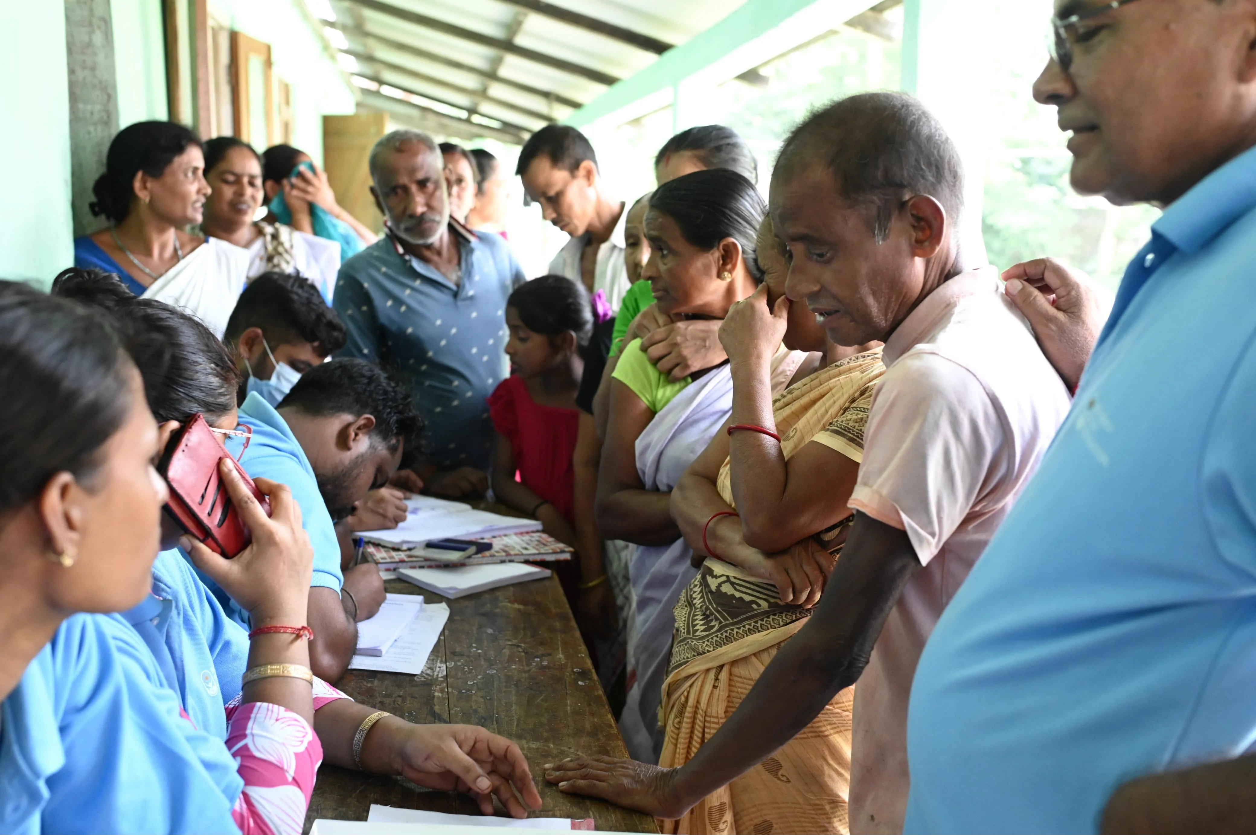 Health camp crowd and registration counter
