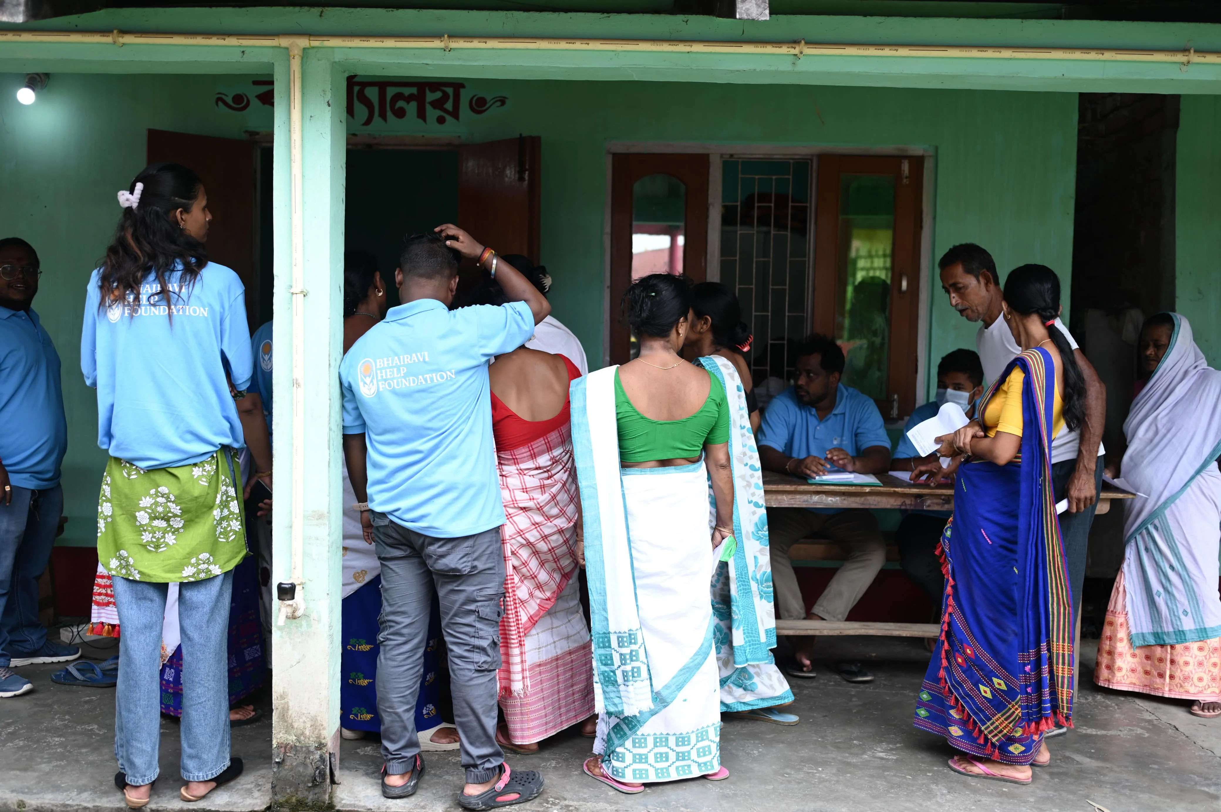 Bhairavi Help Foundation health camp banner and doctor team