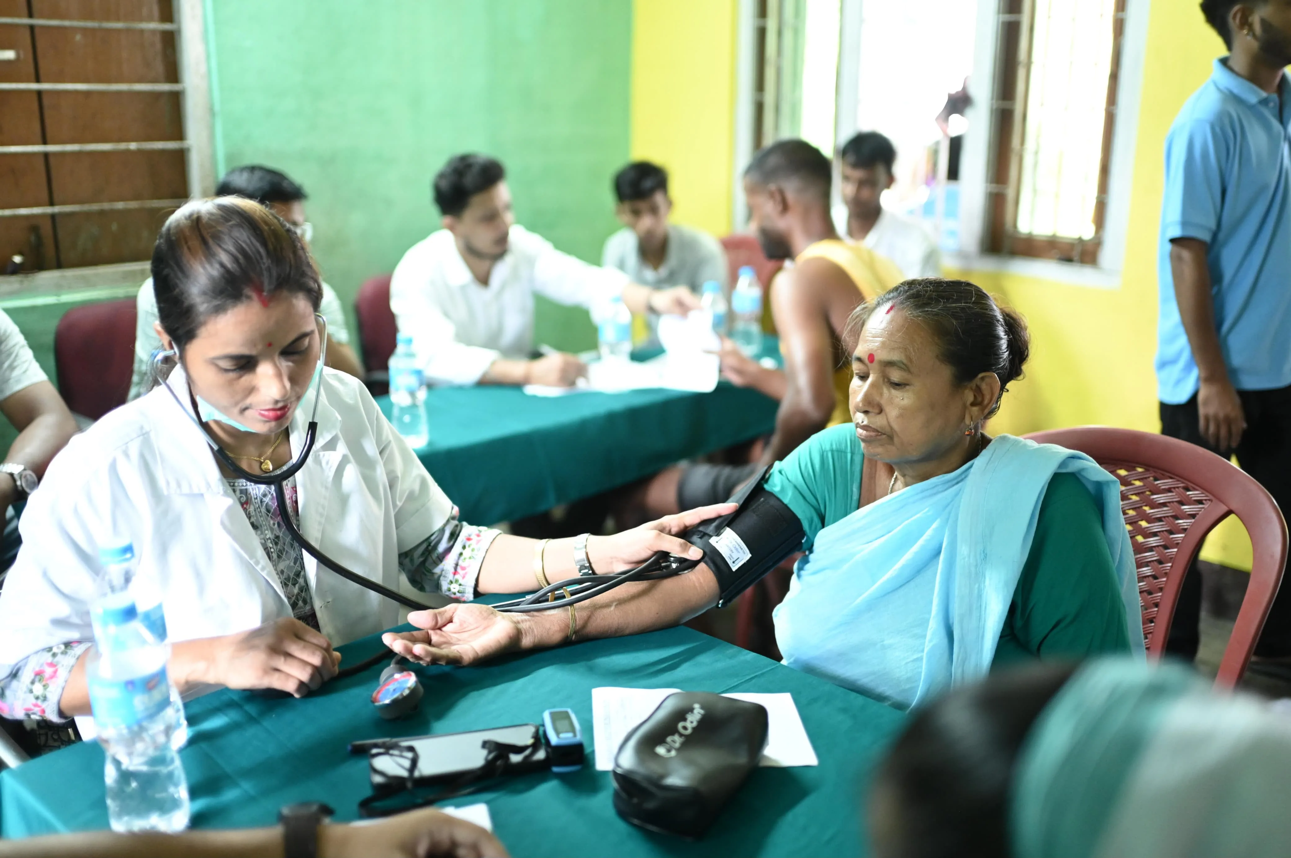 Prescription medication counter at health camp
