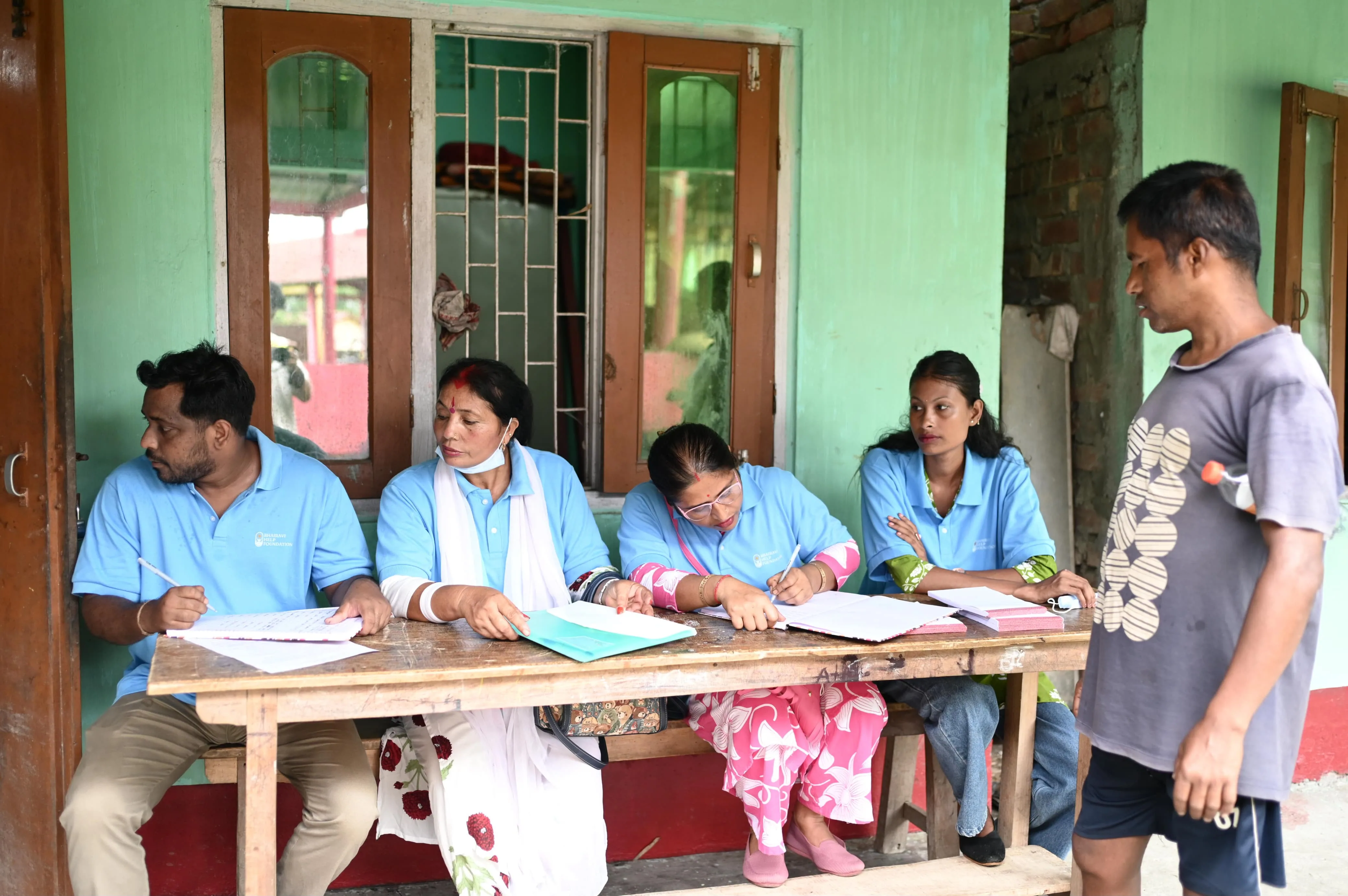 Doctor handing over medicines to elderly patient