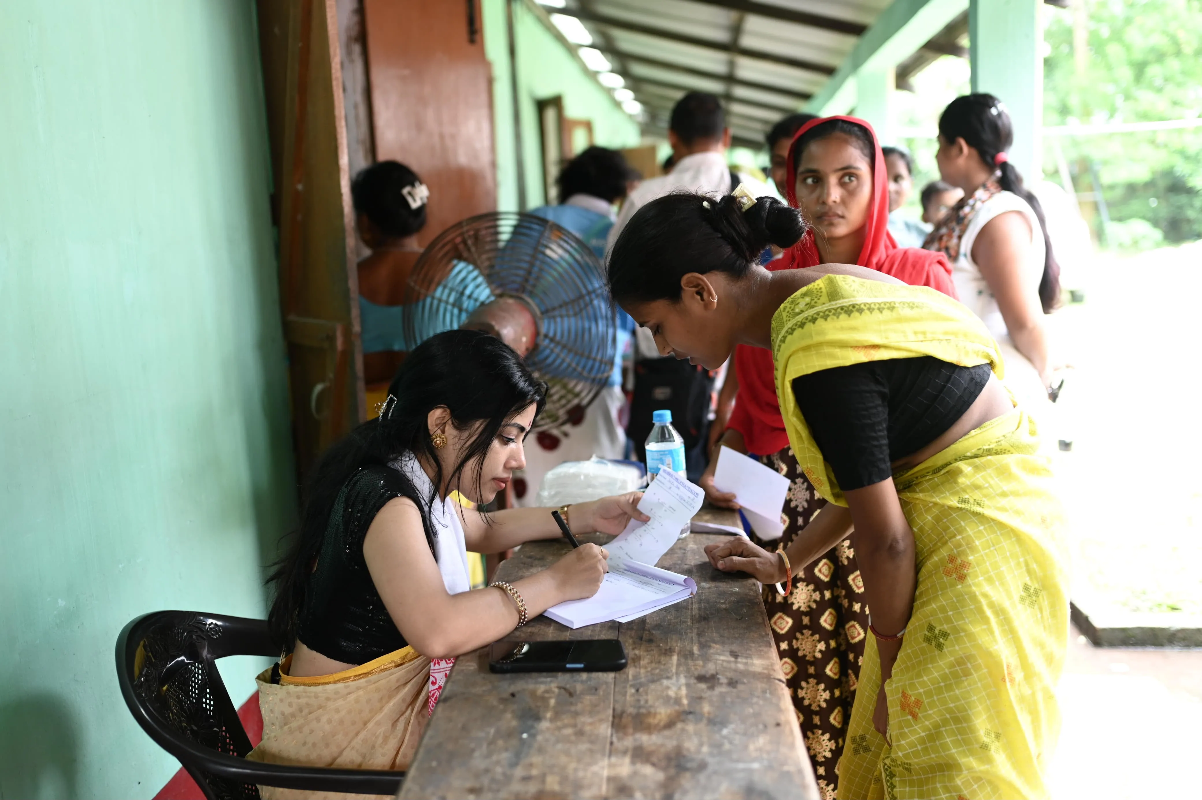 Volunteer team managing health camp logistics